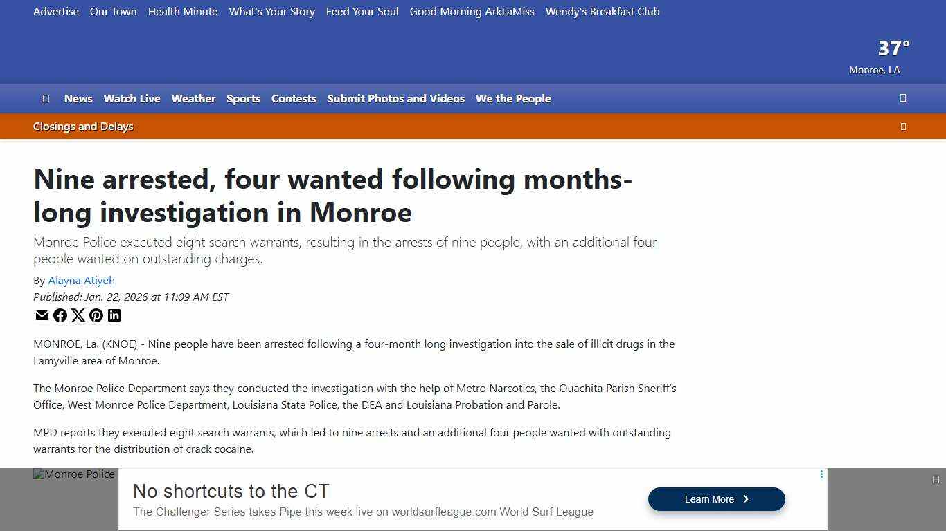 Nine arrested, four wanted following months-long investigation in Monroe